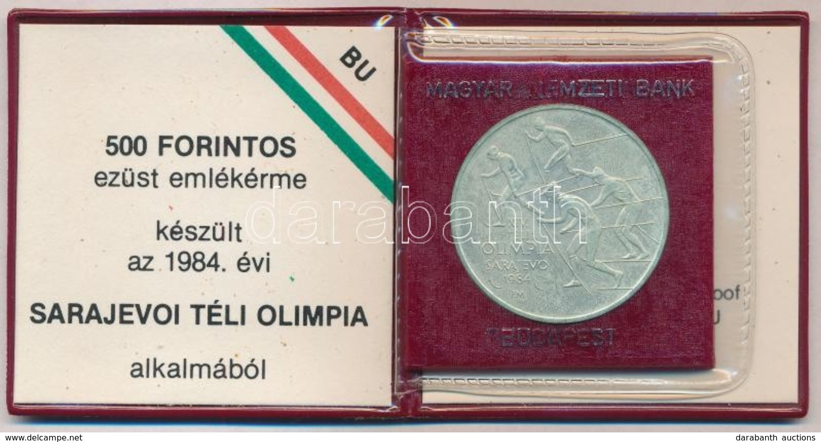 1984. 500Ft Ag 'Sarajevoi Téli Olimpia' Eredeti Tokban, Tanúsítvánnyal T:BU, Patina Adamo EM76 - Ohne Zuordnung