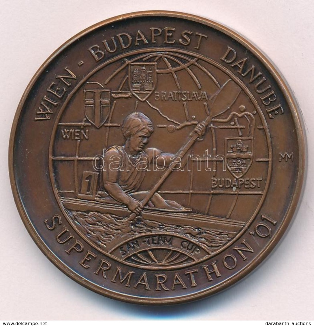 2001. 'Bécs-Budapest Duna Menti Szupermaraton / Széchenyi István Memorial Regatta' Br Emlékérem. Szign.: MM (42,5mm) T:1 - Ohne Zuordnung