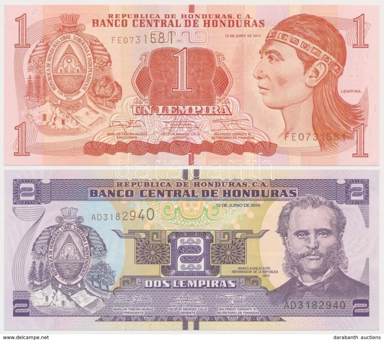 Honduras 2014. 1L + 2L T:I
Honduras 2014. 1 Lempira + 2 Lempira C:UNC - Unclassified