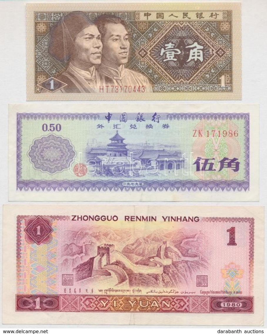 Kína 1979. 0,50f + 1980. 1j + 1Y T:I-III
China 1979. 0,50 Fen 'Foreign Exchange Certificate' + 1980. 1 Jiao + 1 Yüan C:I - Zonder Classificatie