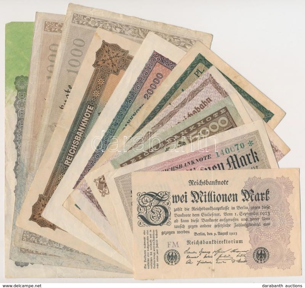 Németország / Weimar Köztársaság 1922-1923. 10db-os Inflációs Bankjegy Tétel, Mind Különféle T:III,III-
Germany / Weimar - Ohne Zuordnung