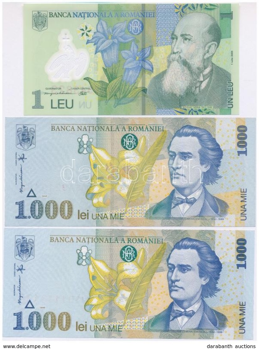 Románia 1998. 1000L (2x) + 2005. 1L T:I
Romania 1998. 1000 Lei (2x) + 2005. 1 Leu C:UNC - Non Classificati