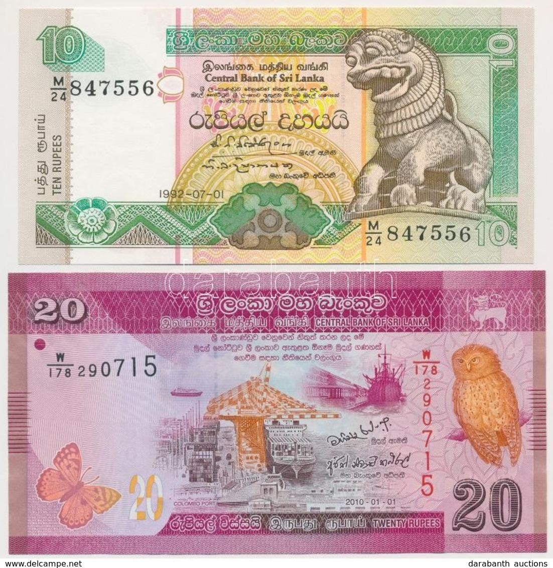 Srí Lanka 1982. 10R + 2010. 20R T:I,I-
Sri Lanka 1982. 10 Rupees + 2010. 20 Rupees C:UNC,AU - Ohne Zuordnung