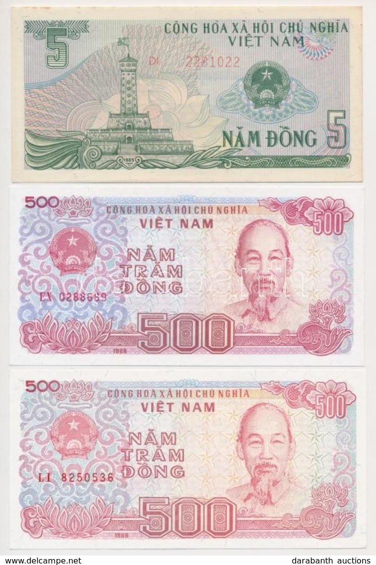 Vietnám 1985. 1D + 1988. 500D (2x) + 1000D + 1991. 20.000D T:I,I-
Vietnam 1985. 1 Dong + 1988. 500 Dong (2x) + 1000 Dong - Ohne Zuordnung