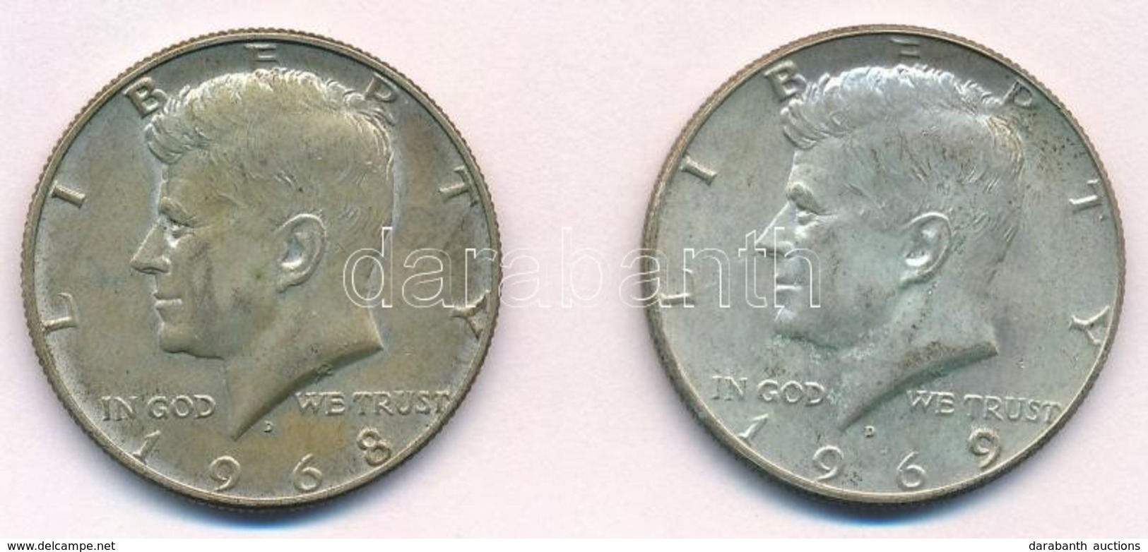 Amerikai Egyesült Államok 1968D-1969D 1/2$ Ag 'Kennedy' (2x) T:1-,2 
USA 1968D-1969D. 1/2 Dollar Ag 'Kennedy' (2x) C:AU, - Ohne Zuordnung