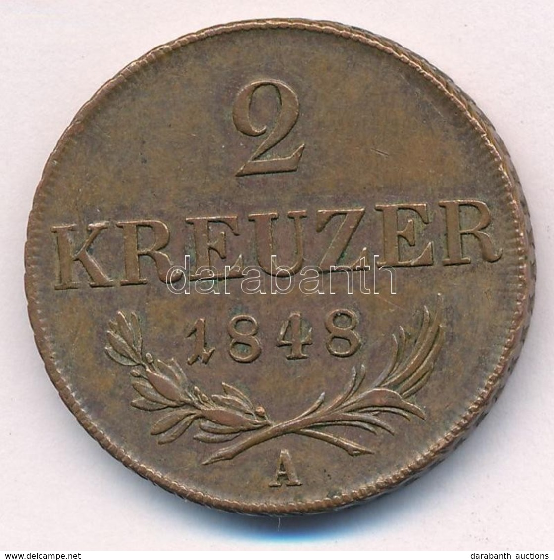 Ausztria 1848A 2kr Cu T:2
Austria 1848A 2 Kreuzer Cu C:XF 
Krause KM#2188 - Ohne Zuordnung