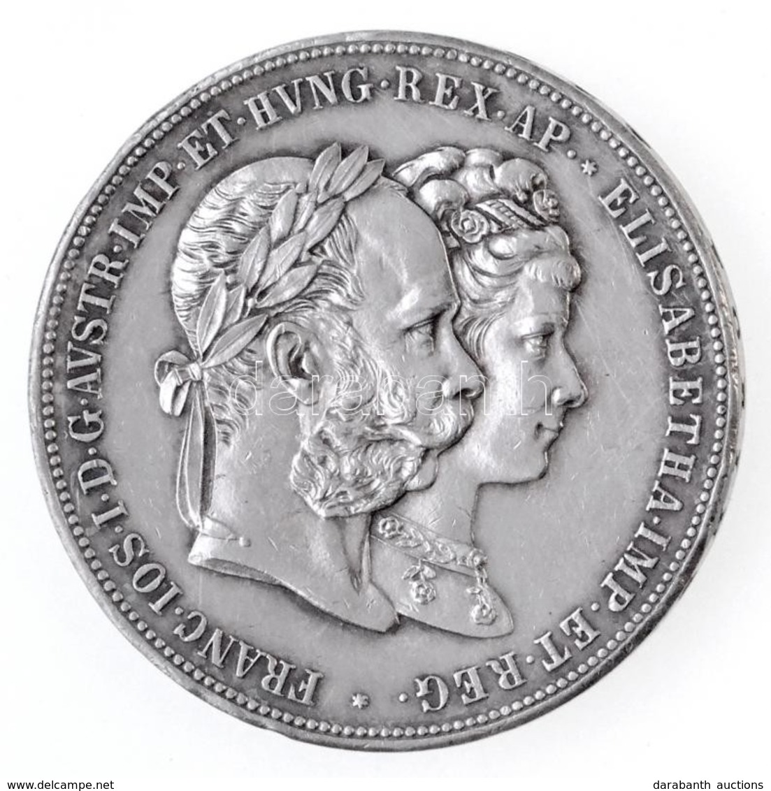 Ausztria 1879. 2G Ag 'I. Ferenc József és Erzsébet Királynő / Ezüstlakodalom' T:1- Kis Ph.  Austria 1879. 2 Gulden Ag 'F - Ohne Zuordnung