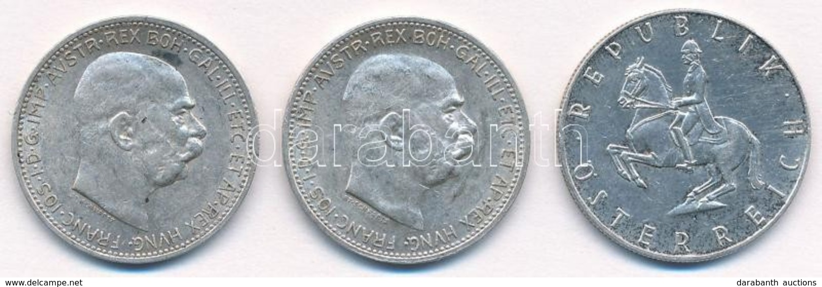 Ausztria 1913-1915. 1K Ag (2x) 'Ferenc József' + 1960. 5Sch Ag T:1-,2 Kis Patina
Austria 1913-1915. 1 Corona Ag (2x) 'Fr - Ohne Zuordnung