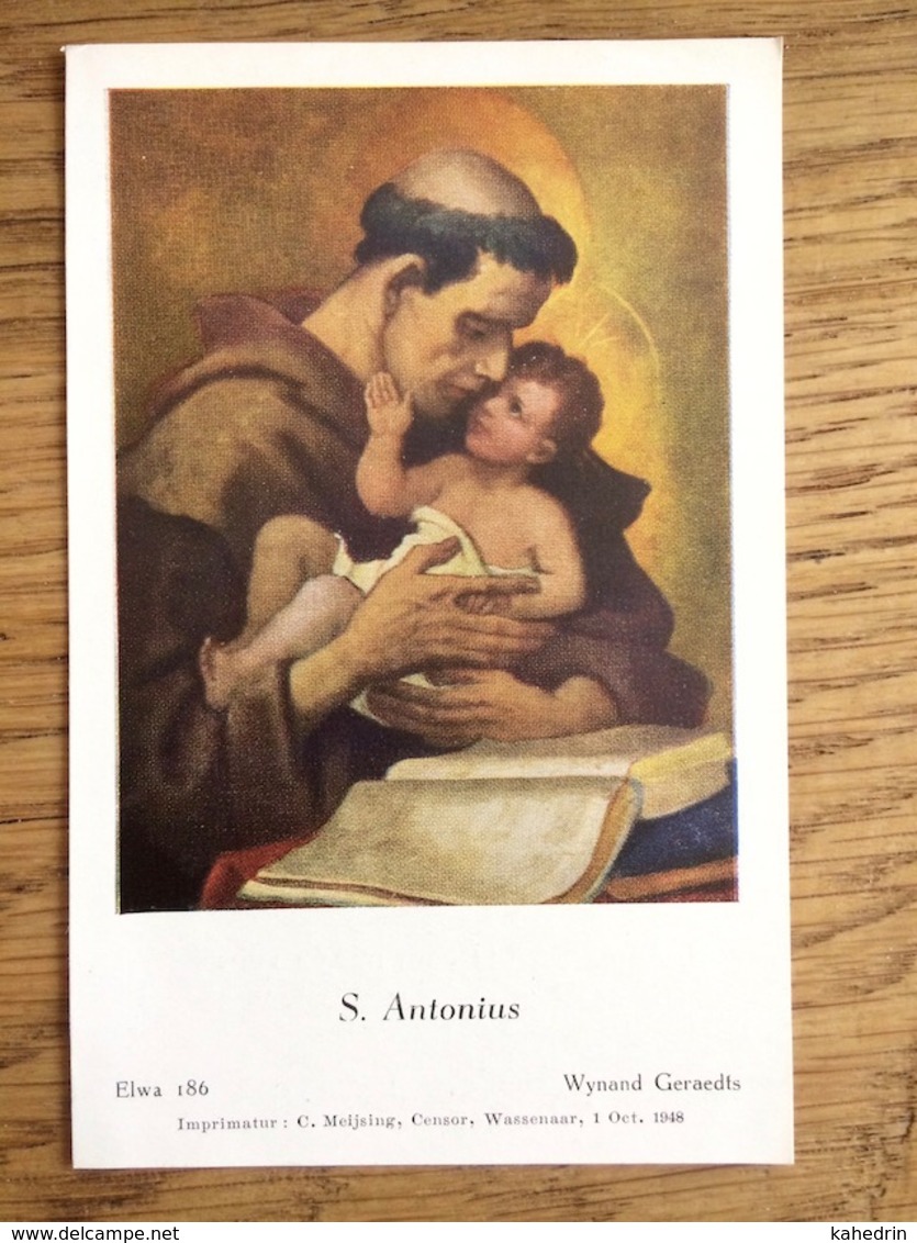 S. Antonius, Wynand Geraerdts, Gebed Voor De Franciscaanse Missies 1948, Imprimatur Dr. Jos. Keulers - Devotieprenten