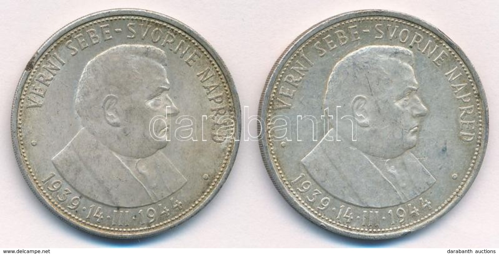 Szlovákia 1944. 50K Ag 'Függetlenség 5. évfordulója' (2x) T:1- Patina, Ph.
Slovakia 1944. 50 Korun Ag '5th Anniversary O - Ohne Zuordnung