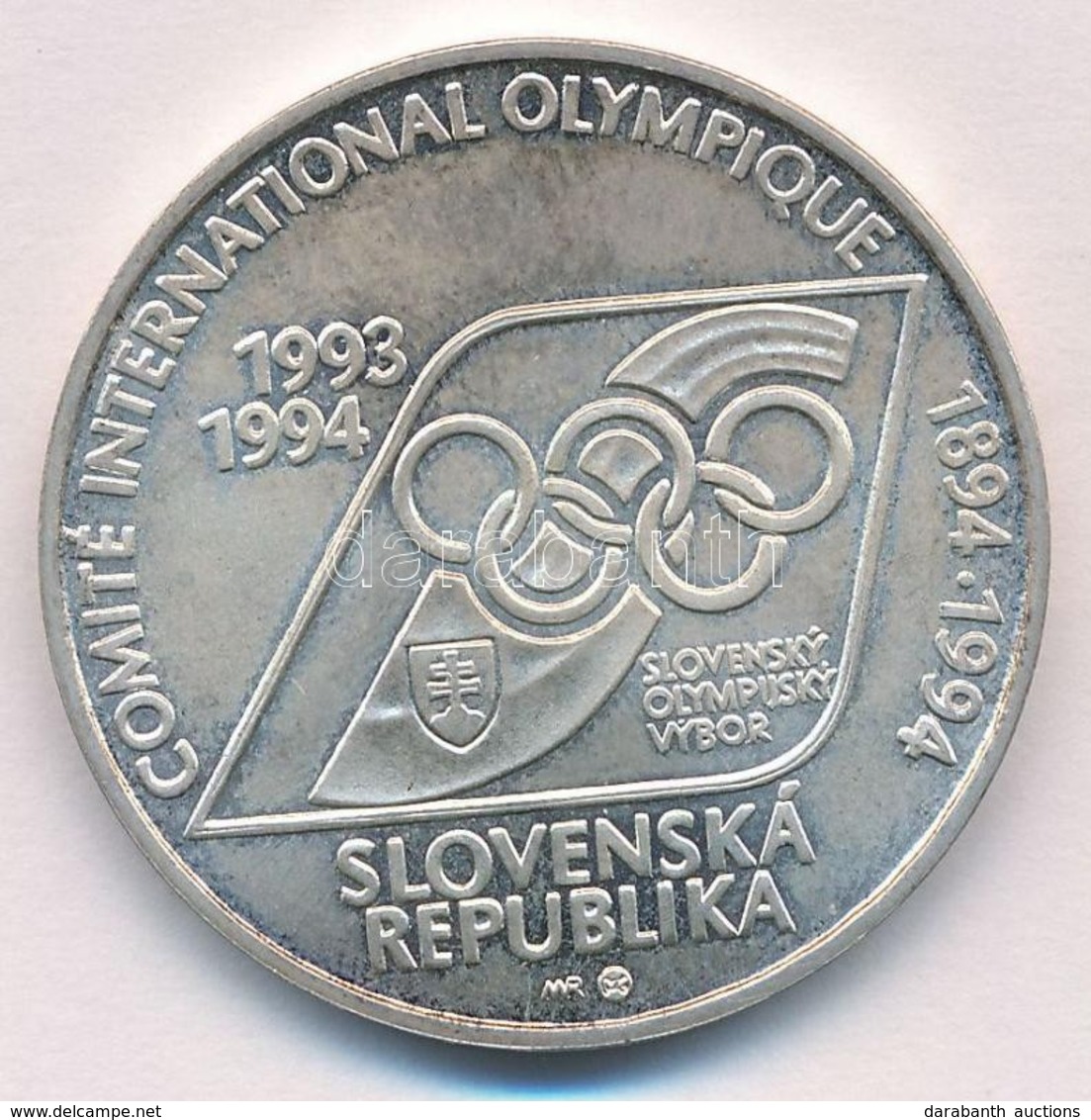 Szlovákia 1994. 200K Ag '100. évforduló - Olimpiai Bizottság' T:1 
Slovakia 1994. 200 Korun Ag '100th Anniversary - Olym - Zonder Classificatie