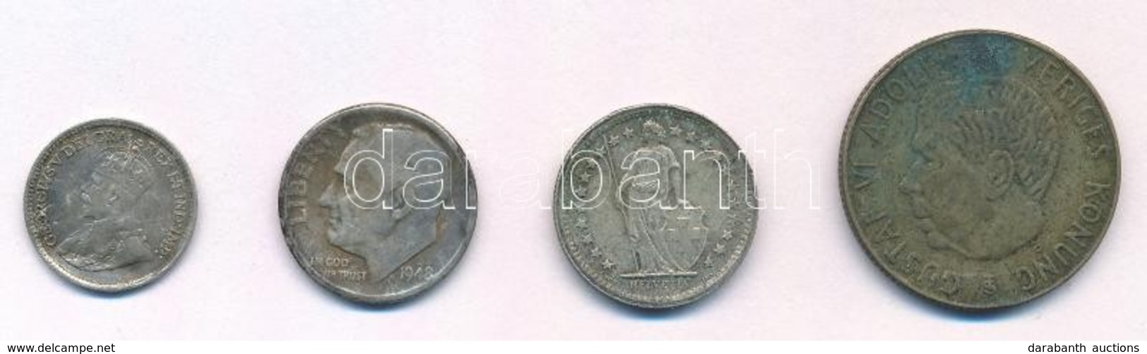 4db-os Vegyes Külföldi Ezüstpénz Tétel, Közte Kanada 1918. 5c Ag 'V. György' T:2-,3 Patina
4pcs Of Various Silver Coins, - Ohne Zuordnung