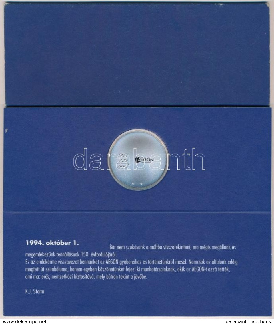 Hollandia 1994. Október 1. 'AEGON Fennállásának 150. évfordulója' Ag Emlékérem A Holland Állami Pénzverde Kiadásában Mag - Zonder Classificatie