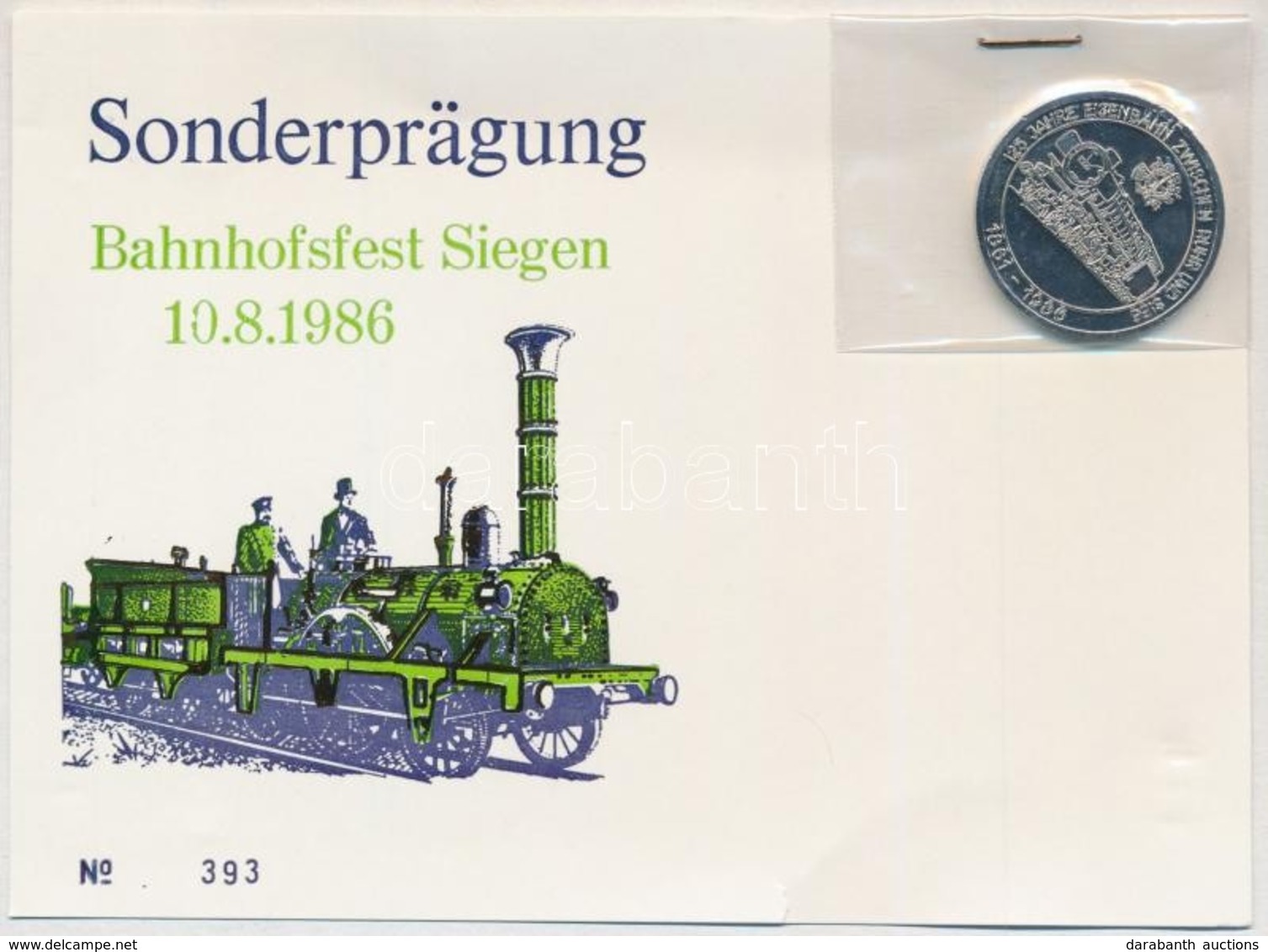 Németország 1986. '125 éves A Vasút Ruhr és és Sieg Között' Fém Emlékveret (30mm) T:1 Ph.
Germany 1986. 'Railway Is 125  - Zonder Classificatie