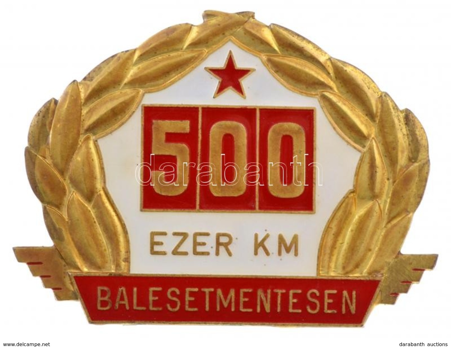 ~1980. '500 Ezer Kilométer Balesetmentesen' Kitüntető Autójelvény (72x97mm) T:1- - Zonder Classificatie