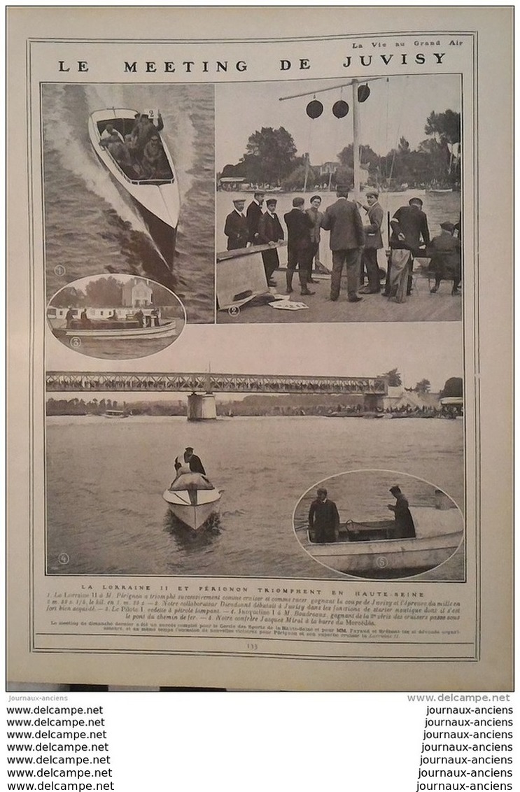 1907 LE MEETING DE JUVISY - LA LORRAINE II ET PÉRIGNON TRIMPHENT EN HAUTE SEINE - LA VIE AU GRAND AIR - Non Classés