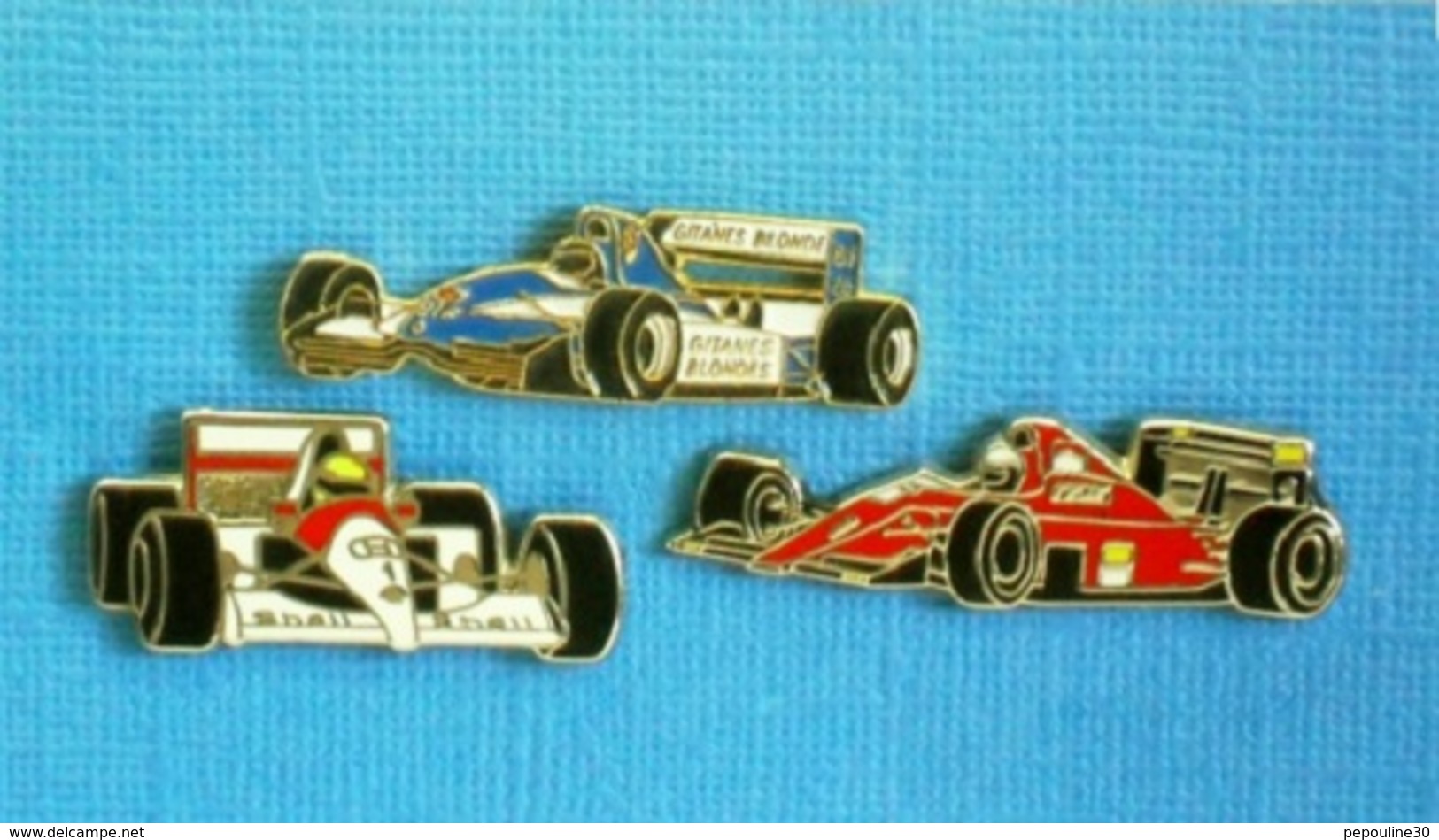 3 PIN'S //   ** LIGIER JS37 RENAULT / Mc LAREN MP4-3 HONDA / FERRARI F1-90 ** . (2 Locomobile 1 Winner) - F1