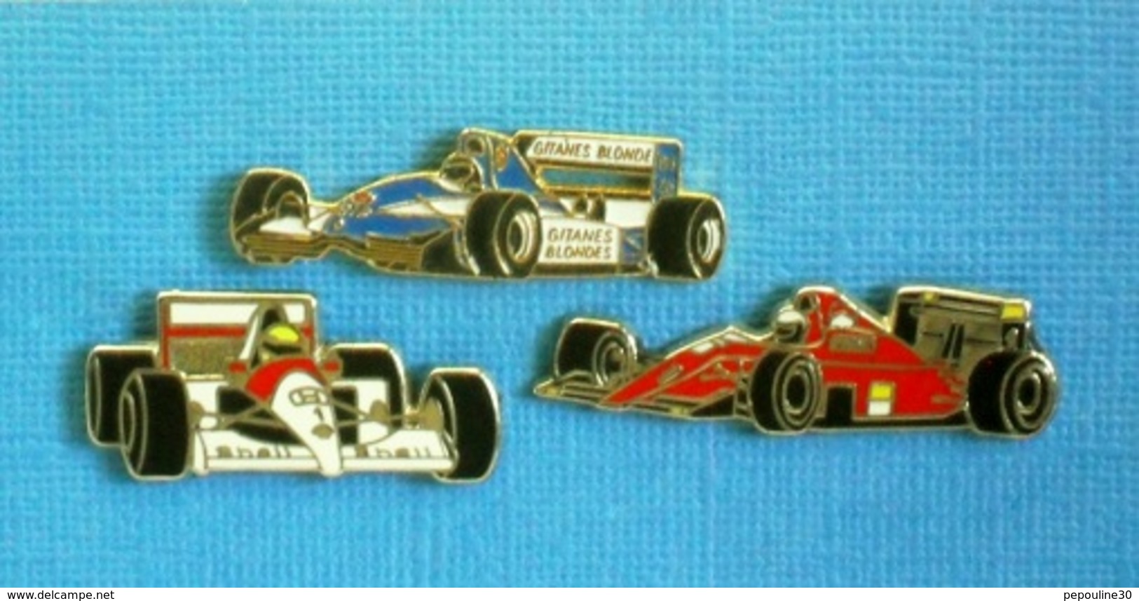 3 PIN'S //   ** LIGIER JS37 RENAULT / Mc LAREN MP4-3 HONDA / FERRARI F1-90 ** . (2 Locomobile 1 Winner) - F1