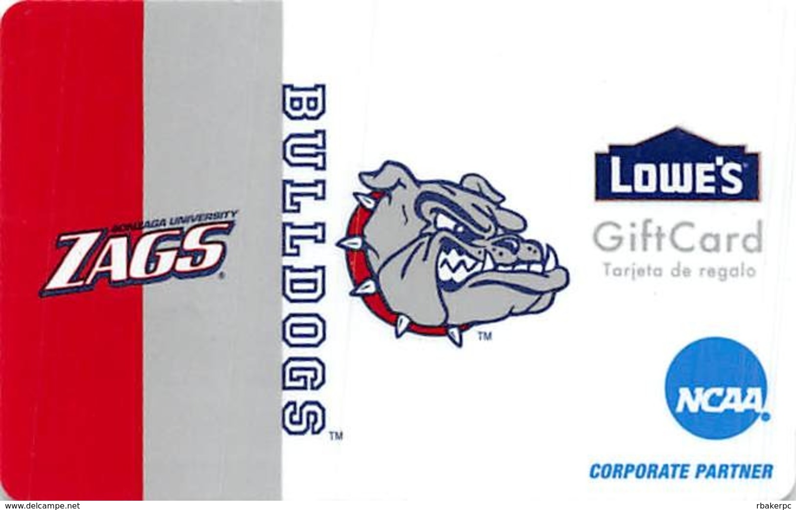 Lowes NCAA Gift Card - Gonzaga / Zags Bulldogs - Gift Cards