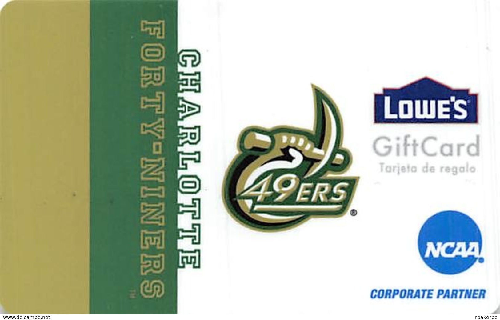 Lowes NCAA Gift Card - Charlotte Forth-Niners - Gift Cards