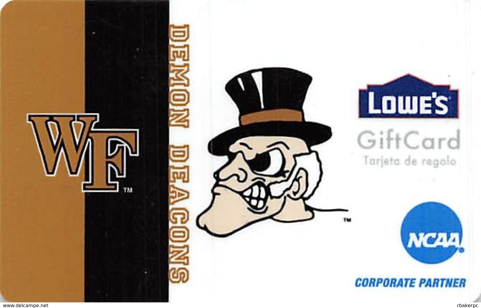 Lowes NCAA Gift Card - WF Demon Deacons - Gift Cards