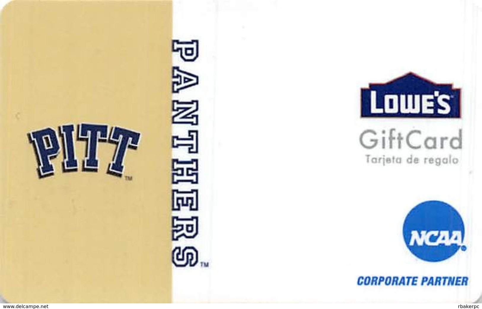 Lowes NCAA Gift Card - PITT Panthers - Gift Cards