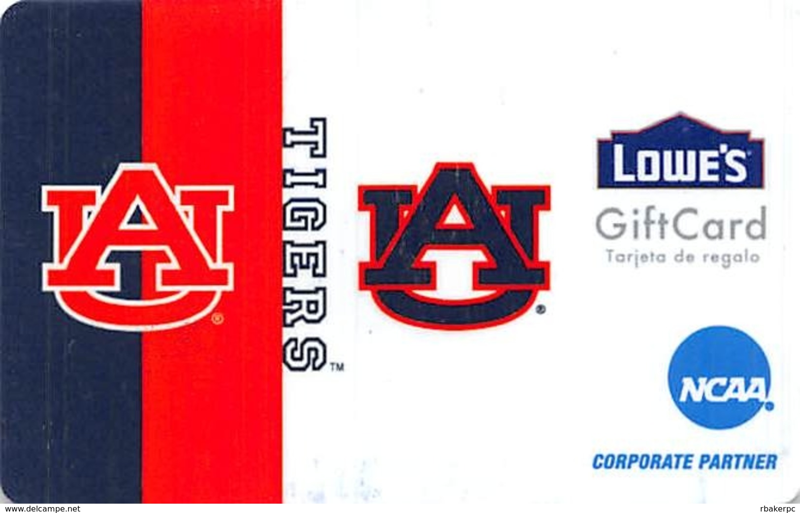 Lowes NCAA Gift Card - AU Tigers - Gift Cards