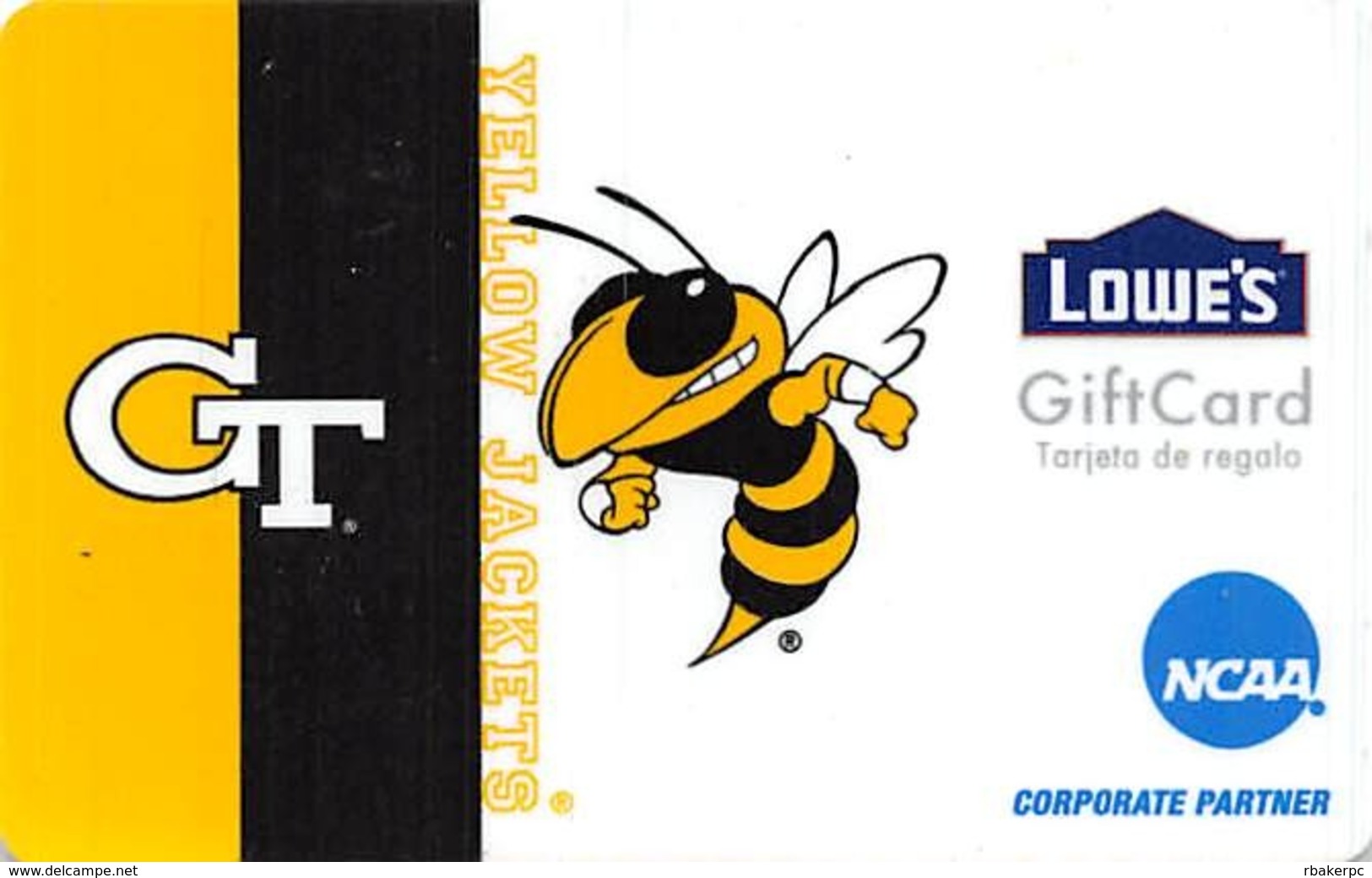 Lowes NCAA Gift Card - CT Yellow Jackets - Cartes Cadeaux