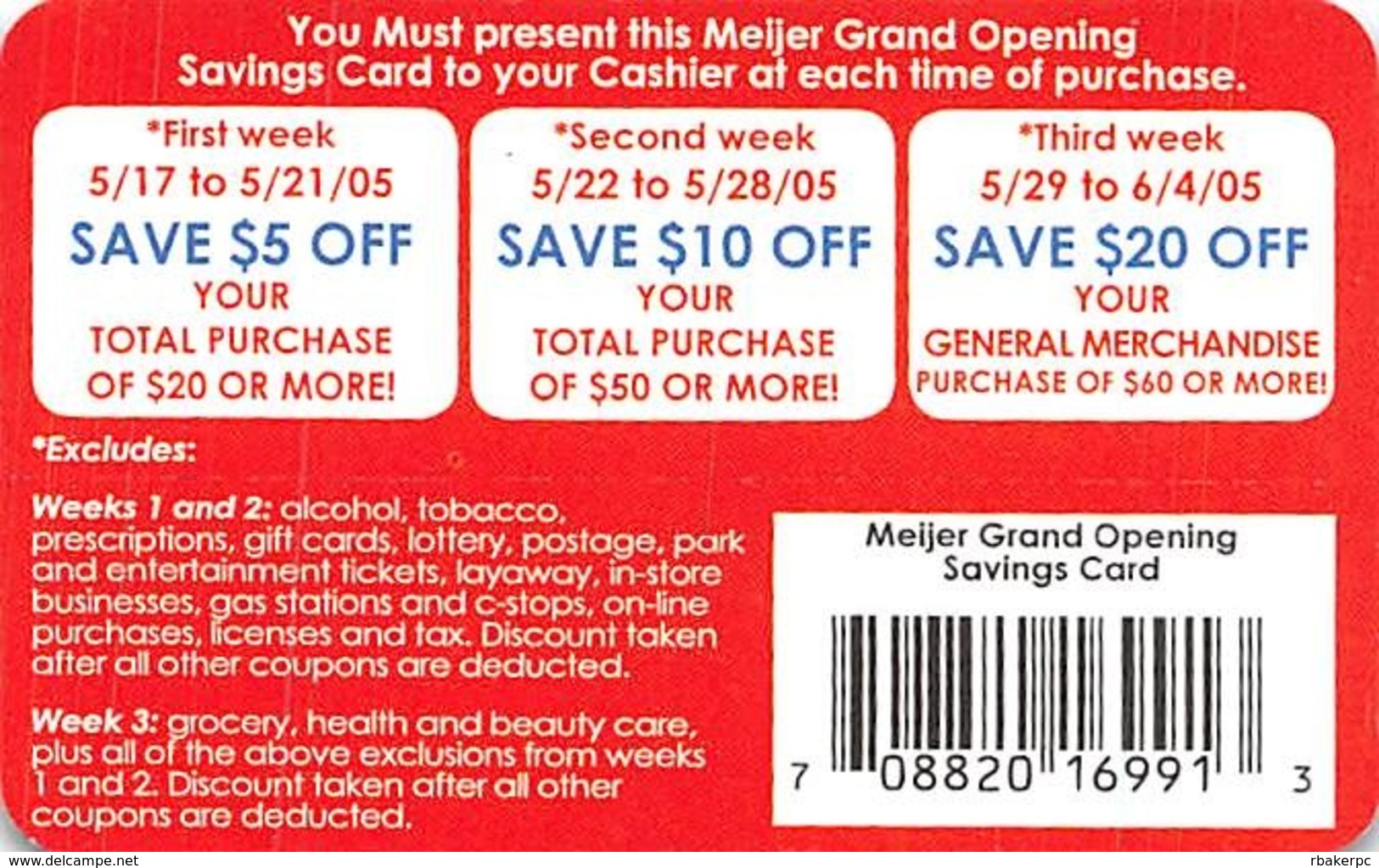 Meijer Gift Card - Grand Opening Savings Card - Gift Cards