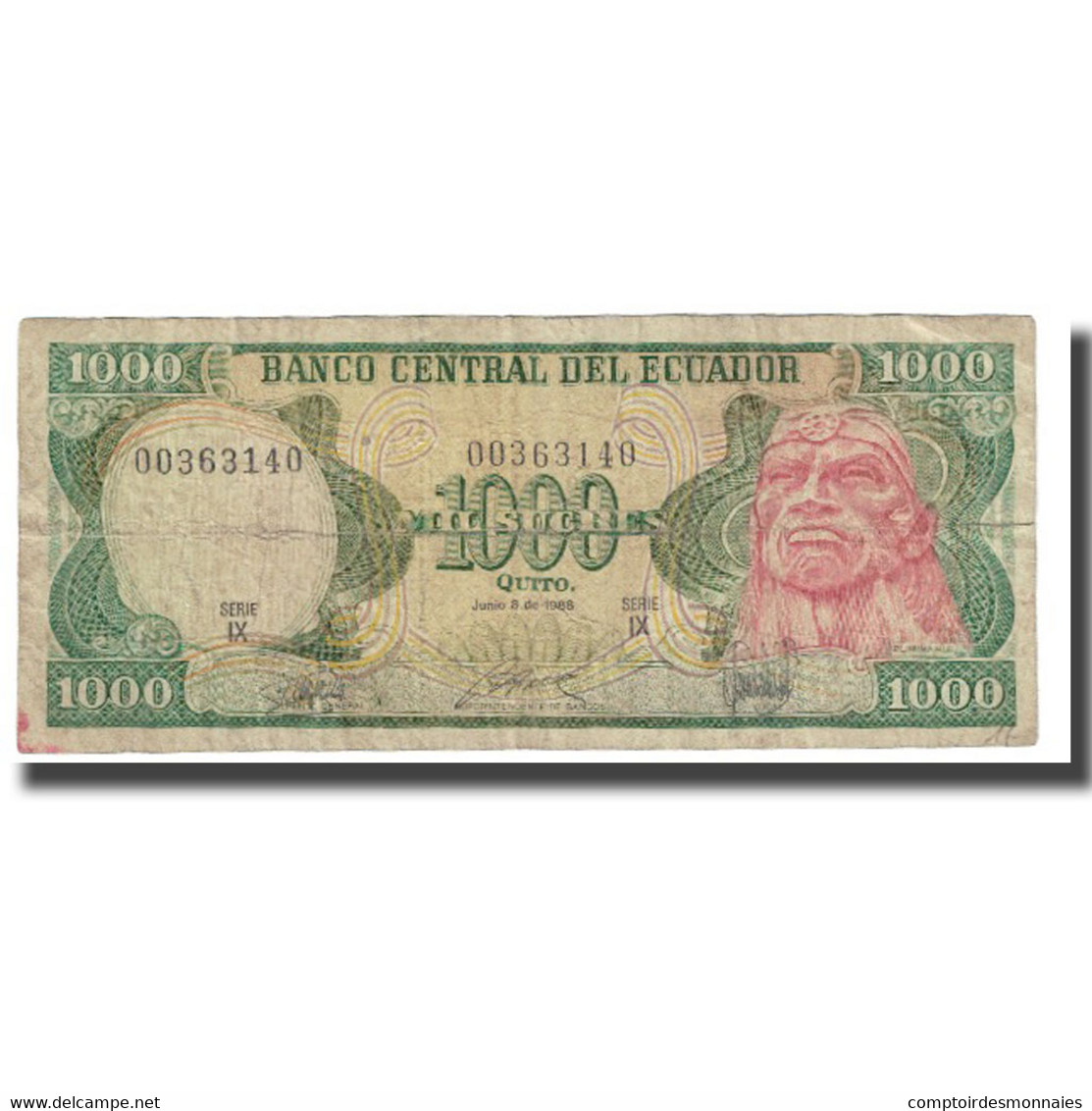 Billet, Équateur, 1000 Sucres, 1988, 1988-06-08, KM:125a, TB - Equateur