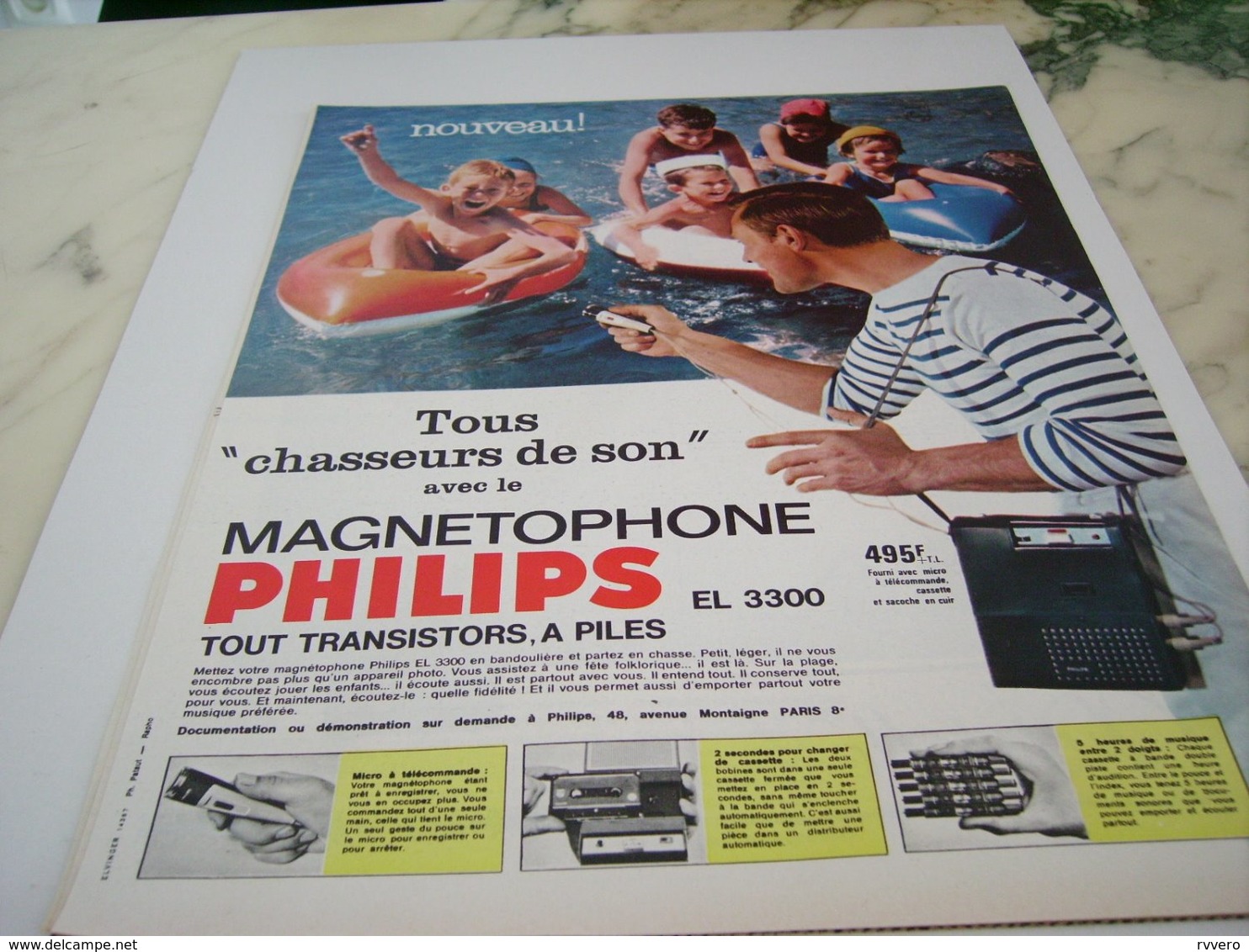 ANCIENNE  PUBLICITE CHASSEURS DE SON MAGNETOPHONE PHILIPS 1964 - Autres & Non Classés