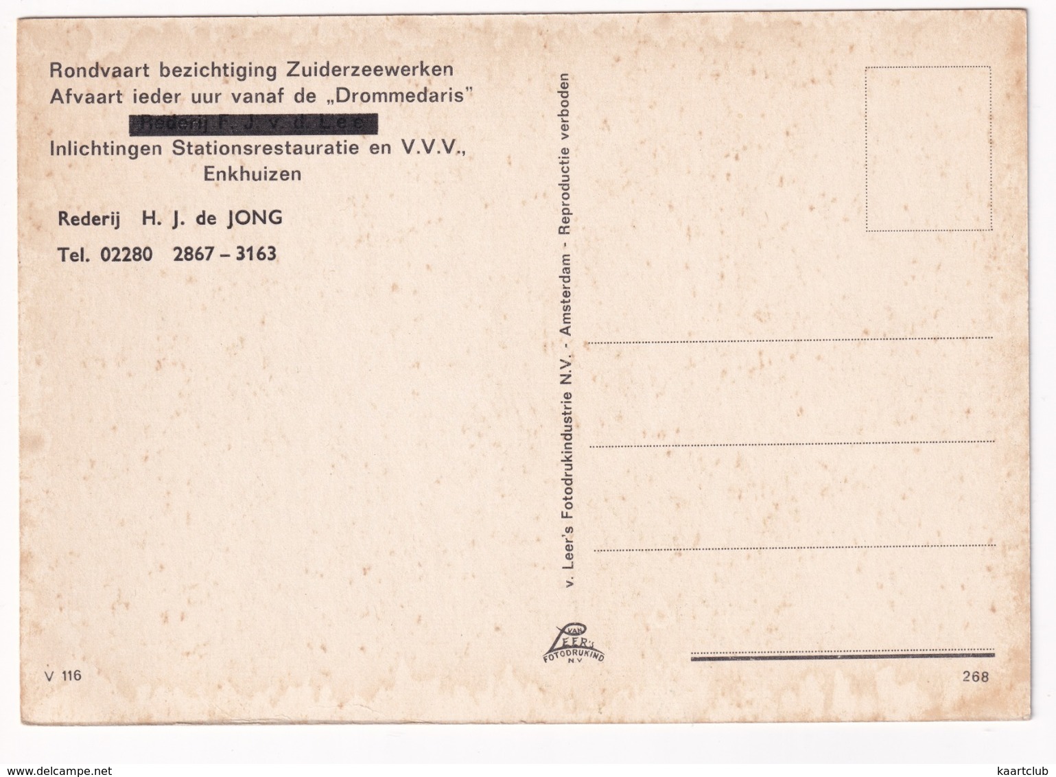 Enkhuizen - Rondvaartboot 'PAX' - Rederij H.J. De Jong - Bezichtiging Zuiderzeewerken - Enkhuizen