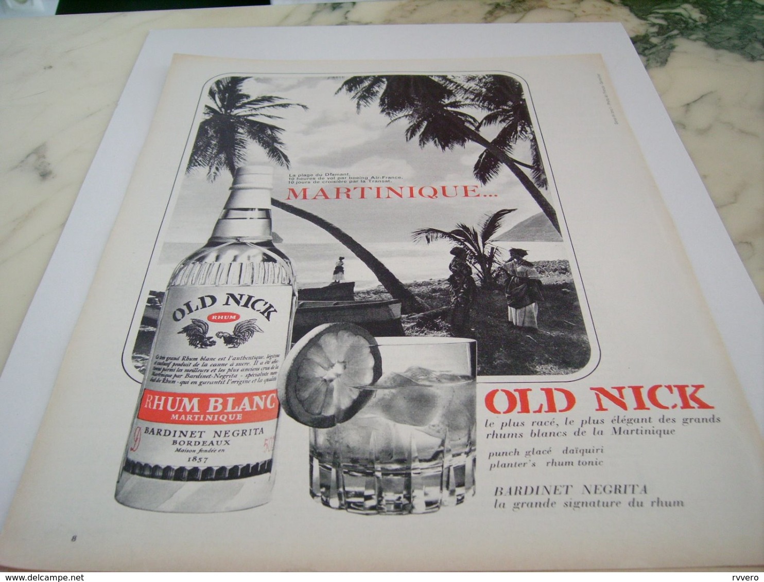 ANCIENNE PUBLICITE MARTINIQUE RHUM BLANC OLD NICK 1964 - Alcools