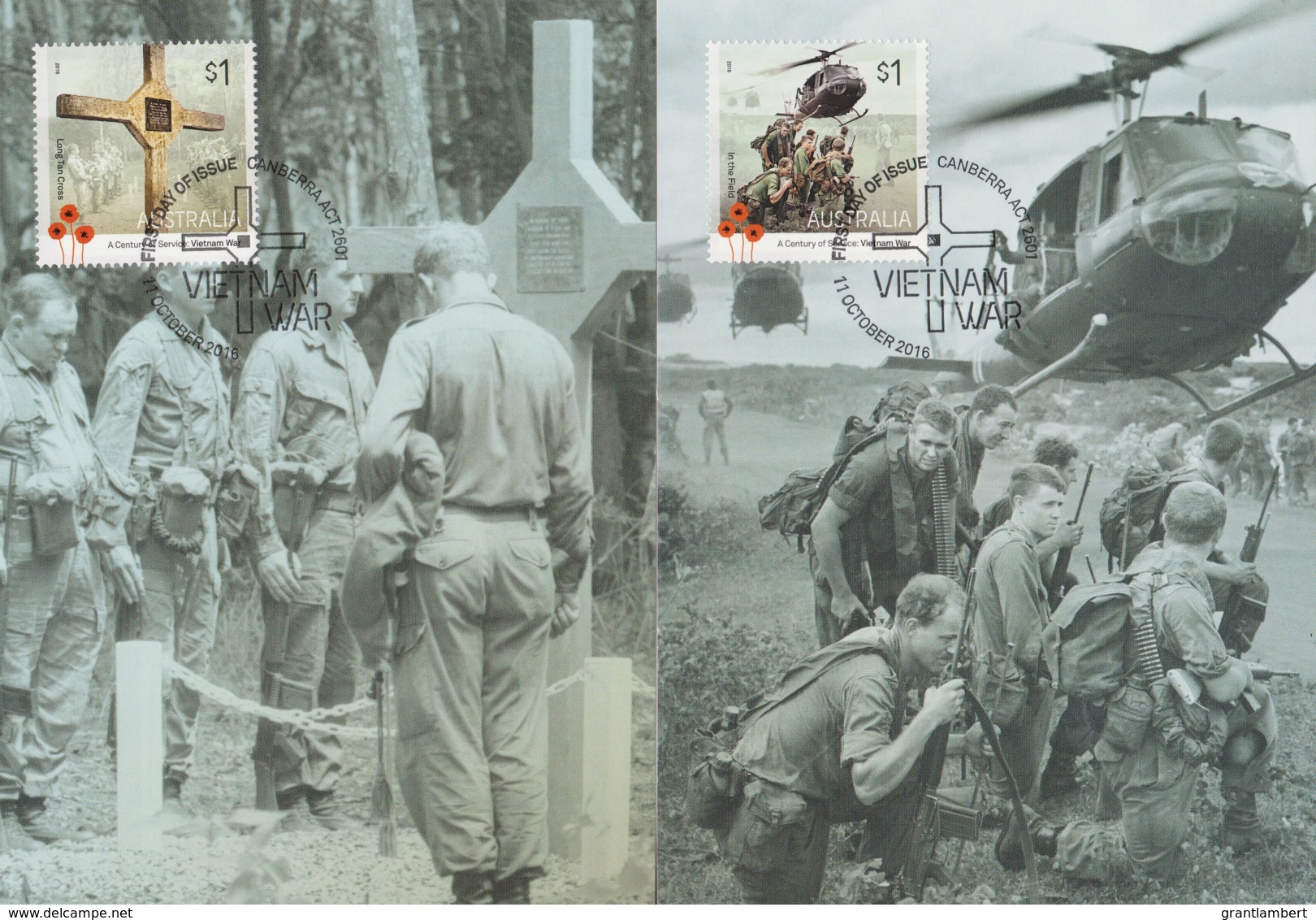 Australia 2016 Vietnam War - A Century Of Service Set Of 5 Maximum Cards - 2 Scans - Maximum Cards