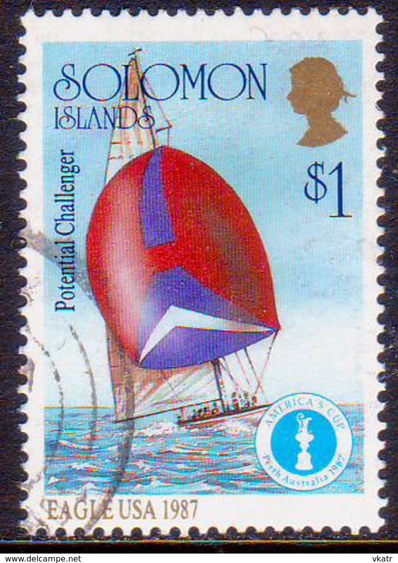 SOLOMON ISLANDS 1986 SG #572 $1 EAGLE USA 1987 Used America's Cup - Solomon Islands (1978-...)