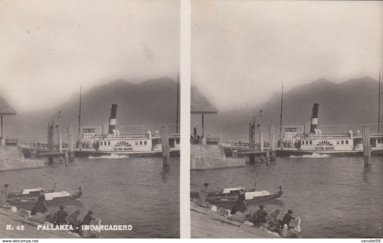 PALLANZA-VERBANO CUSIO OSSOLA-IMBARCADERO=REGINA MADRE=-LAVANDAIE-CARTOLINA VERA FOTOGRAFIA NON VIAGGIATA ANNO 1925-1935 - Verbania