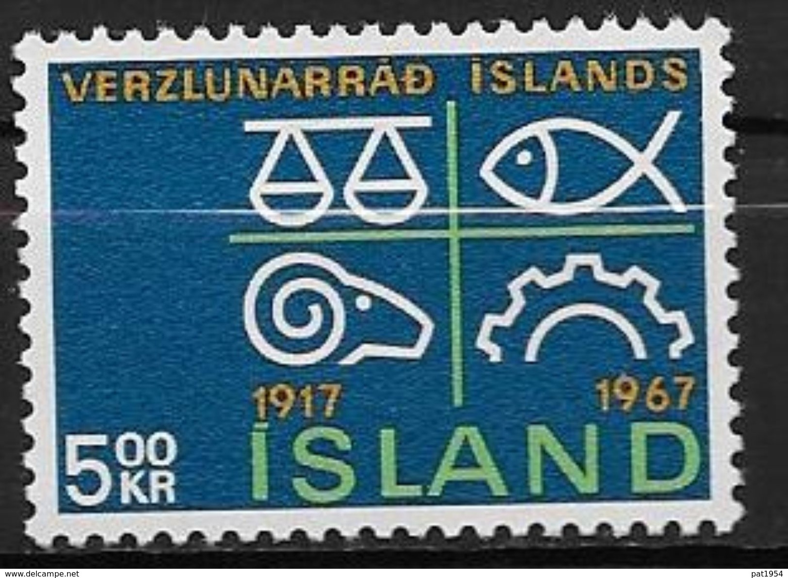 Islande 1967 N° 367  Neuf ** MNH Chambre De Commerce - Unused Stamps