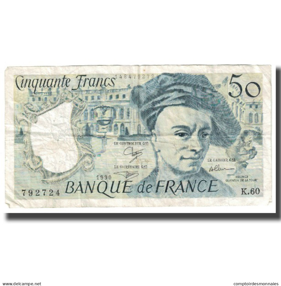 France, 50 Francs, Quentin De La Tour, 1990, TB, Fayette:67.16, KM:152e - 50 F 1976-1992 ''quentin De La Tour''