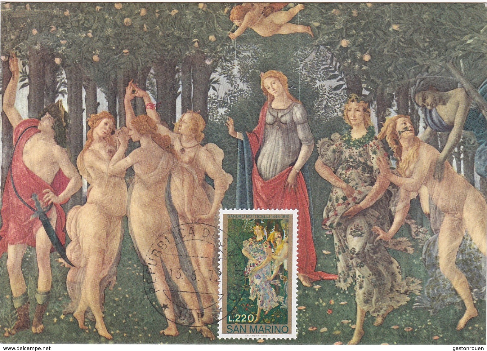 Carte Maximum Peinture Saint-Marin San Marino 1972 Botticelli - FDC