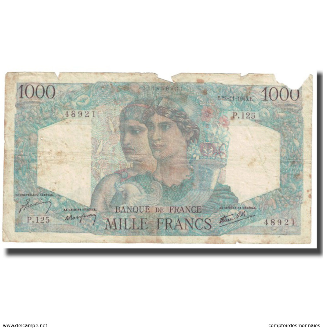 France, 1000 Francs, Cérès Et Mercure, 1945, 1945-11-22, TB, Fayette:41.06 - 1 000 F 1927-1940 ''Cérès Et Mercure''