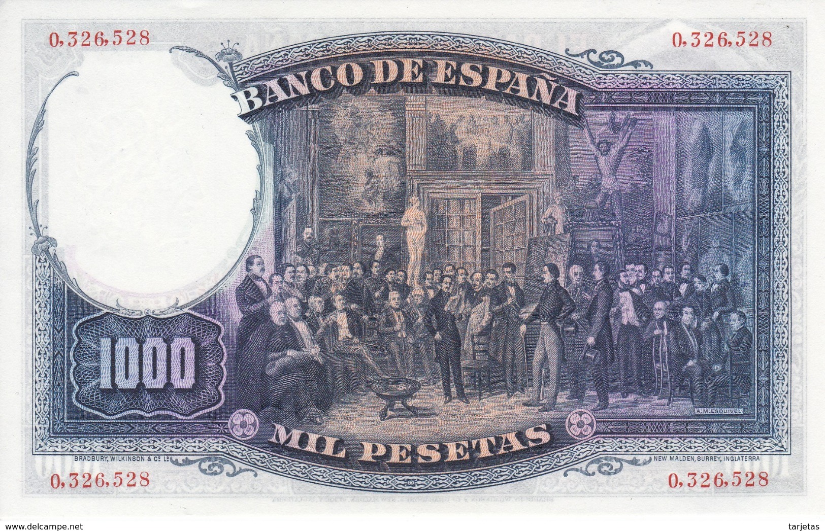 BILLETE DE ESPAÑA DE 1000 PTAS DEL AÑO 1931 SIN SERIE SIN CIRCULAR (UNCIRCULATED) MUY RARO - 1000 Pesetas