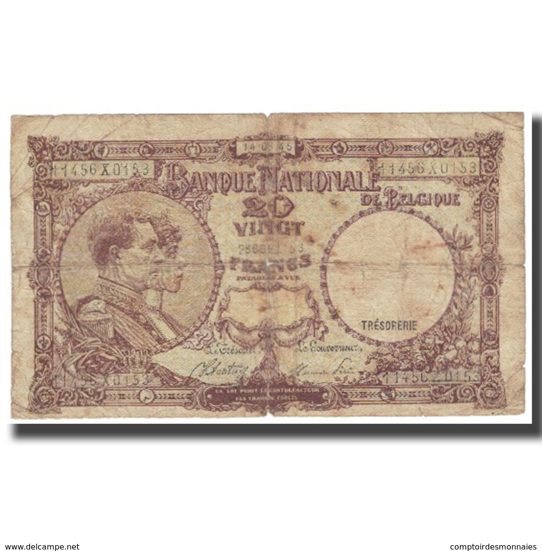 Billet, Belgique, 20 Francs, 1945, 1945-03-14, KM:94, TB - 20 Francs