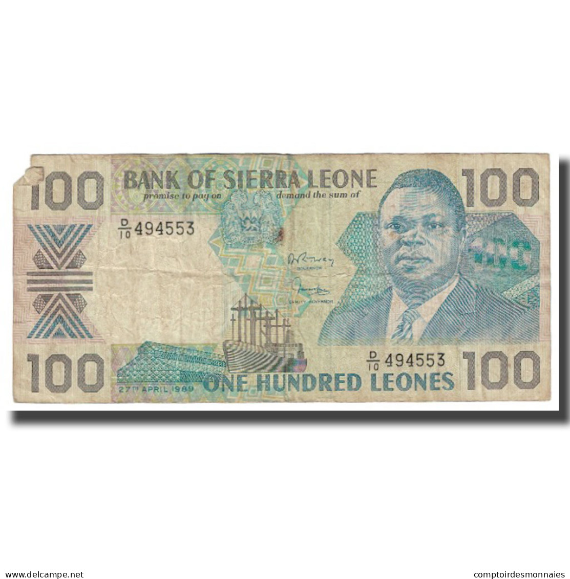 Billet, Sierra Leone, 100 Leones, 1989, 1989-04-27, KM:18b, TB - Sierra Leone