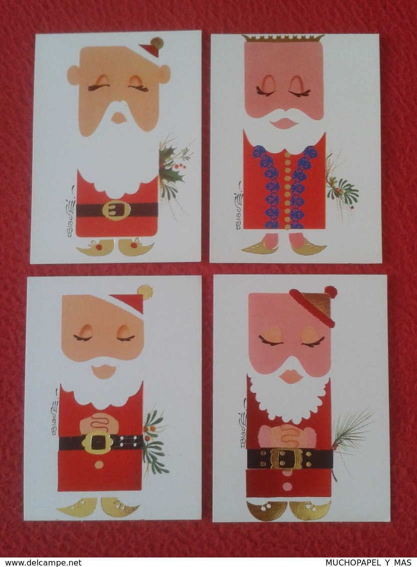 SPAIN COLECCIÓN DE 4 PEQUEÑAS TARJETAS DE FELICITACIÓN CARDS TARJETA CARD SANTA CLAUS KLAUS ? PAPA NOEL ? SAINT NAVIDAD - Sin Clasificación