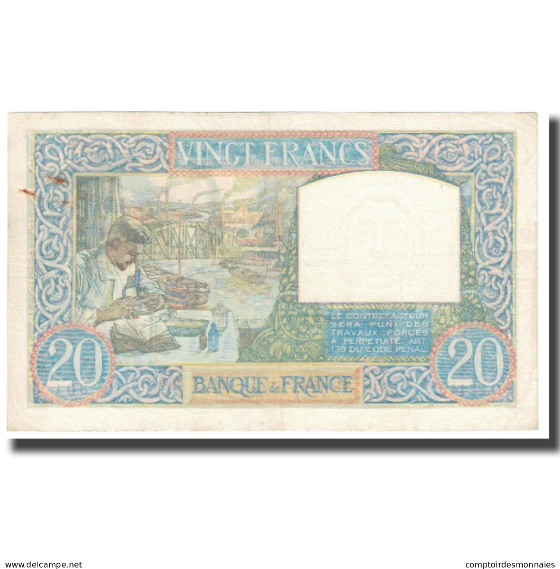 France, 20 Francs, Science Et Travail, 1940, 1940-12-05, SUP, Fayette:26.32 - 20 F 1939-1942 ''Science Et Travail''