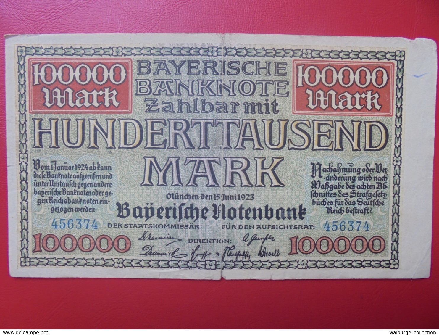 MÜNCHEN 100.000 MARK 1923 CIRCULER (B.6) - Collections