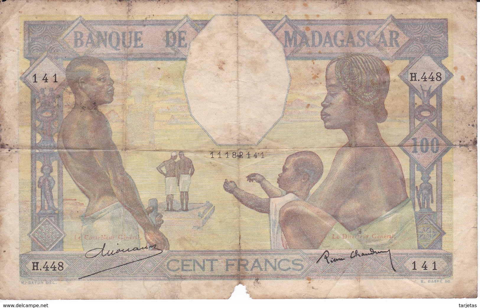 BILLETE DE MADAGASCAR DE 100 FRANCS DEL AÑO 1937  (BANKNOTE) - Madagascar