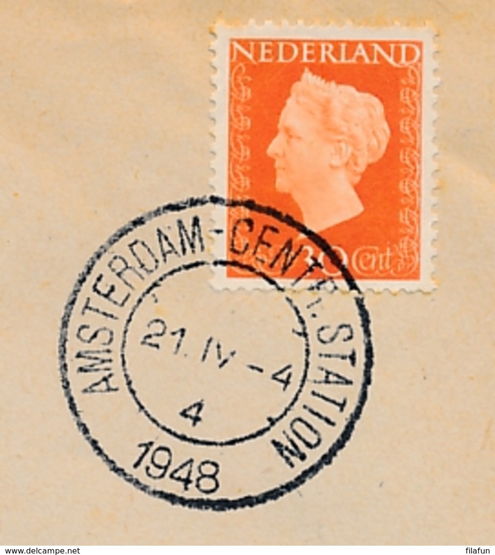 Nederland / Iran - 1948 - 30 Cent Wilhelmina Type Hartz Op Cover First Flight Amsterdam - Teheran - Luftpost