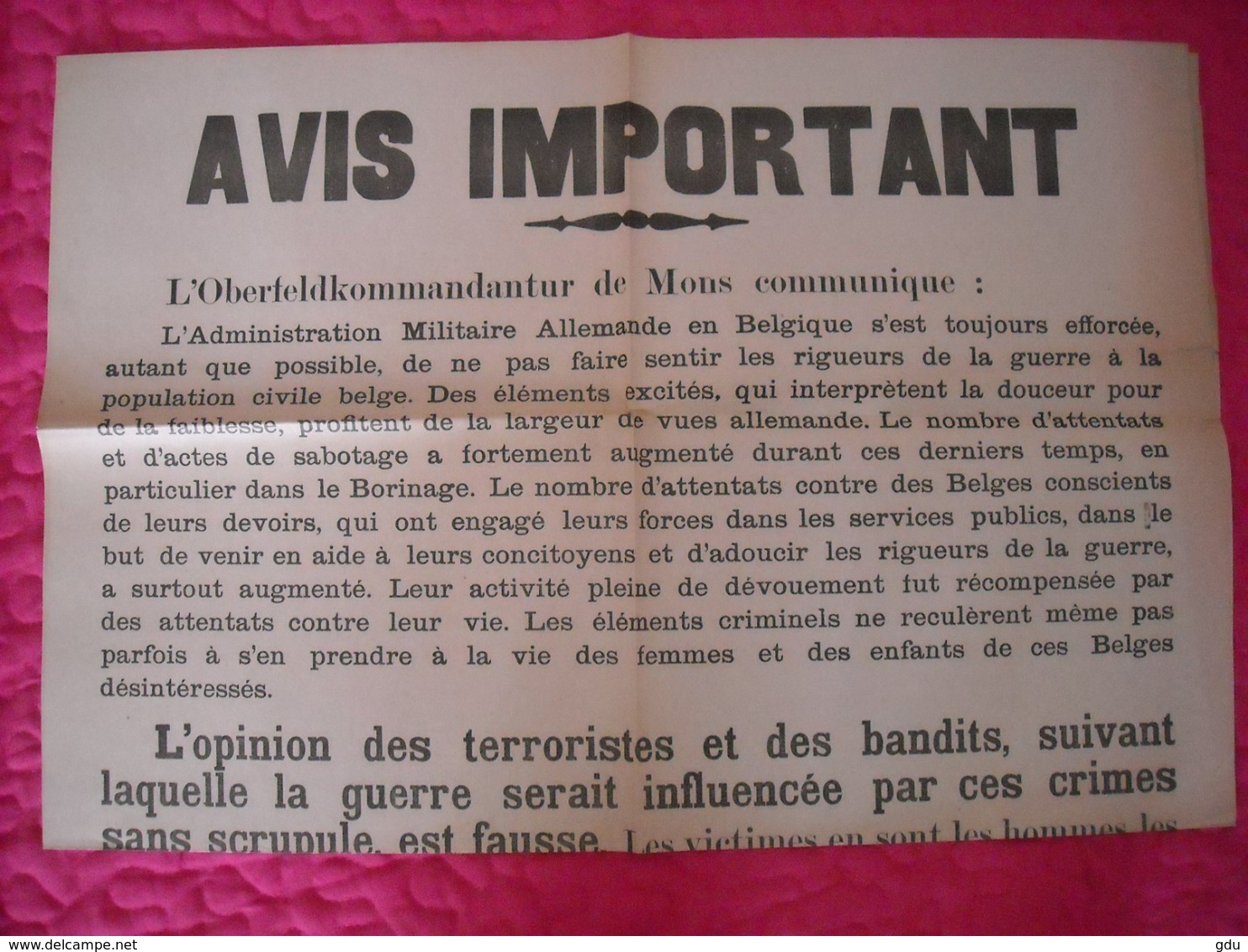 Avis Communal émanant Des Autorités Allemandes (attentats Et Sabotage) 1943 - 1939-45