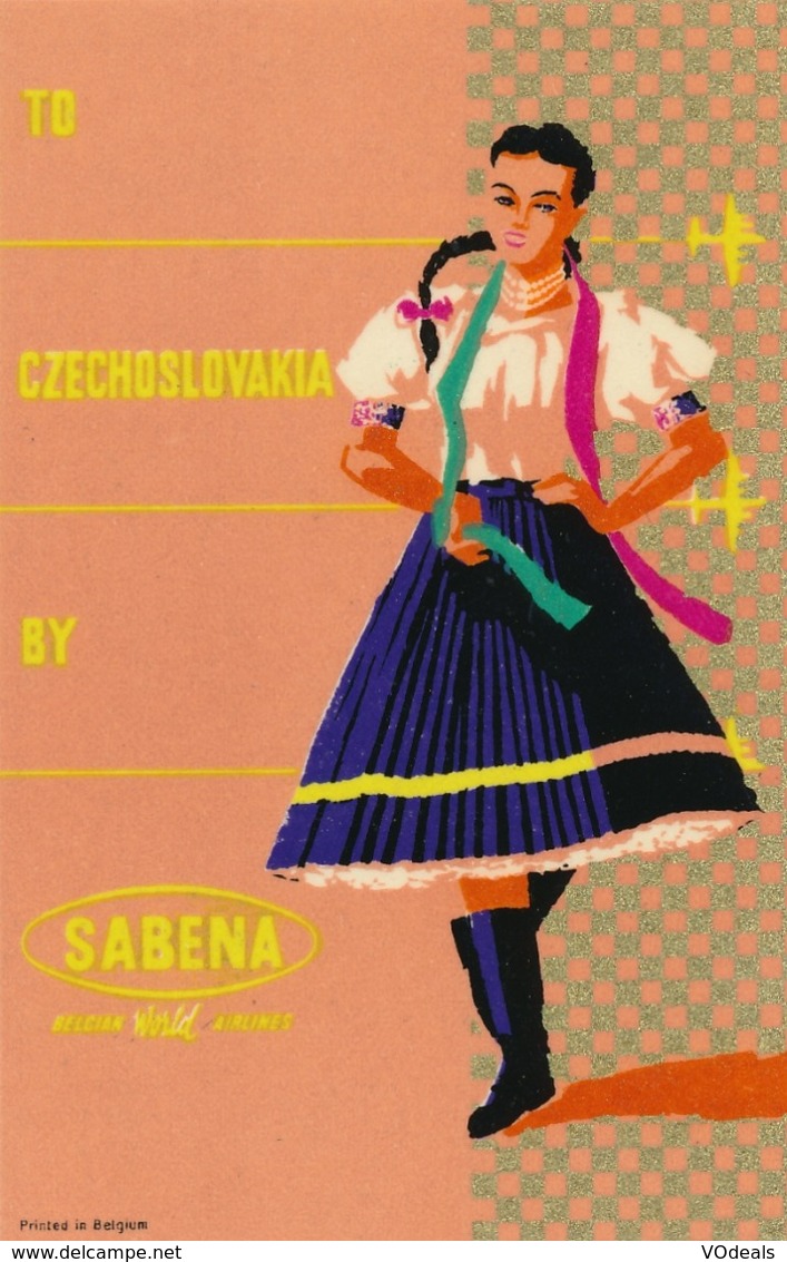 Étiquettes à Bagages - Sabena - To Czechoslovakia By Sabena - Aufklebschilder Und Gepäckbeschriftung